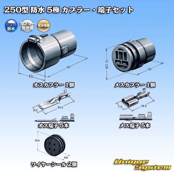 Photo1: [Sumitomo Wiring Systems] 250-type waterproof 5-pole coupler & terminal set (1)