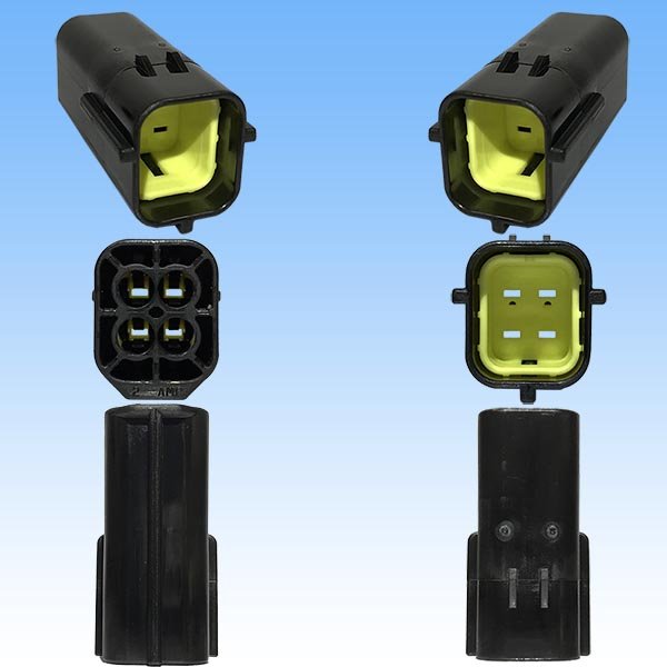 Photo3: [TE Connectivity] AMP 070-type ECONOSEAL-J Mark II waterproof 4-pole male-coupler with lockplate & terminal set (3)