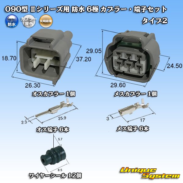 Photo1: [Yazaki Corporation] 090-type II series waterproof 6-pole coupler & terminal set type-2 (1)