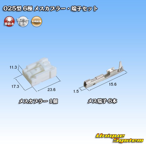 Photo1: [Yazaki Corporation] 025-type non-waterproof 6-pole female-coupler & terminal set (1)