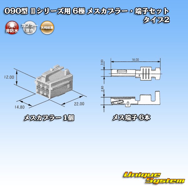 Photo4: [Yazaki Corporation] 090-type II non-waterproof 6-pole female-coupler & terminal set type-2 (4)