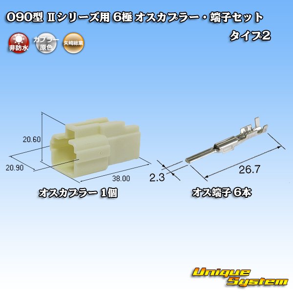 Photo1: [Yazaki Corporation] 090-type II non-waterproof 6-pole male-coupler & terminal set type-2 (1)