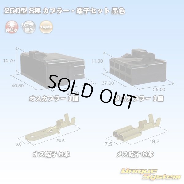 Photo1: [Yazaki Corporation] 250-type CN (A) non-waterproof 8-pole coupler & terminal set (black) (1)