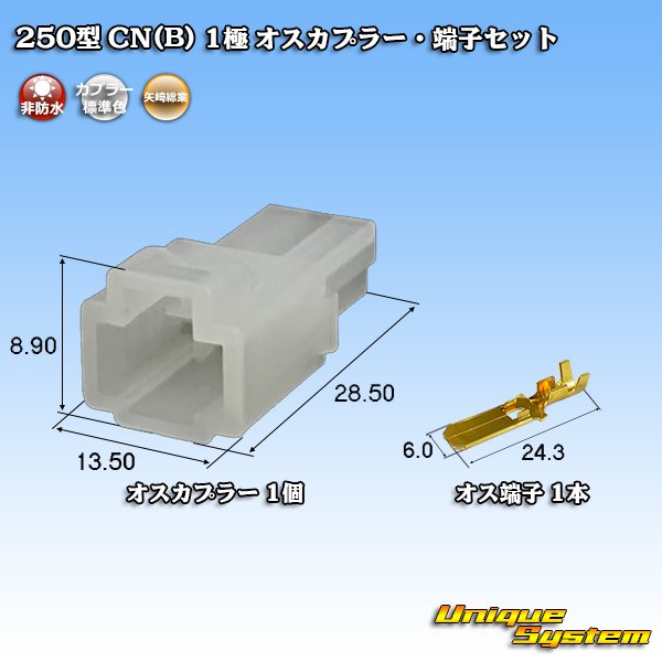 Photo1: [Yazaki Corporation] 250-type CN (B) non-waterproof 1-pole male-coupler & terminal set (1)