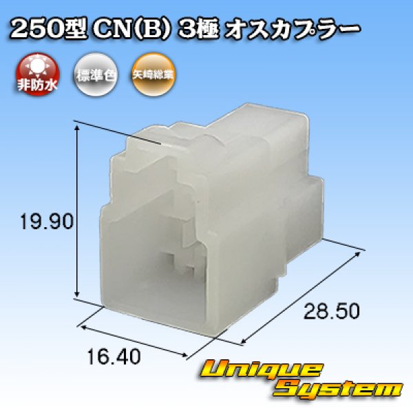 Photo1: [Yazaki Corporation] 250-type CN (B) non-waterproof 3-pole male-coupler (1)